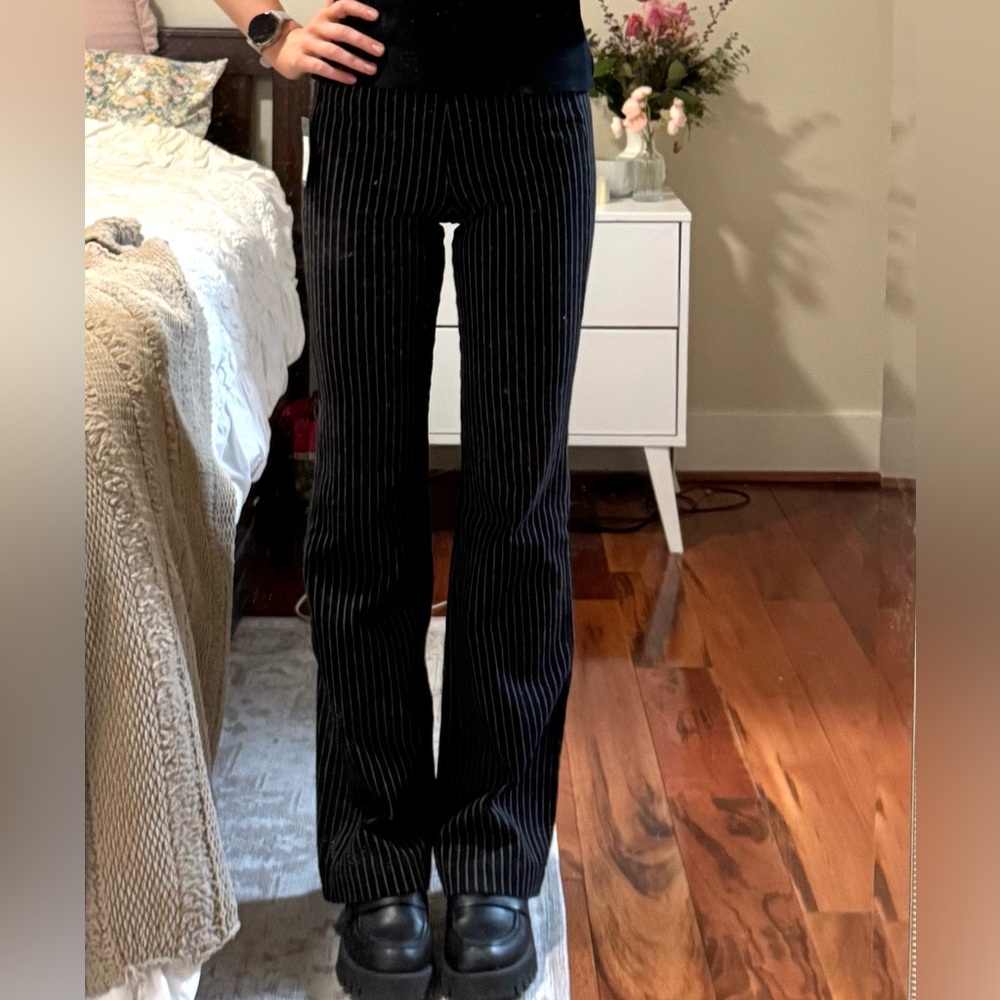 Lysse Black Pinstripe Flare Pants